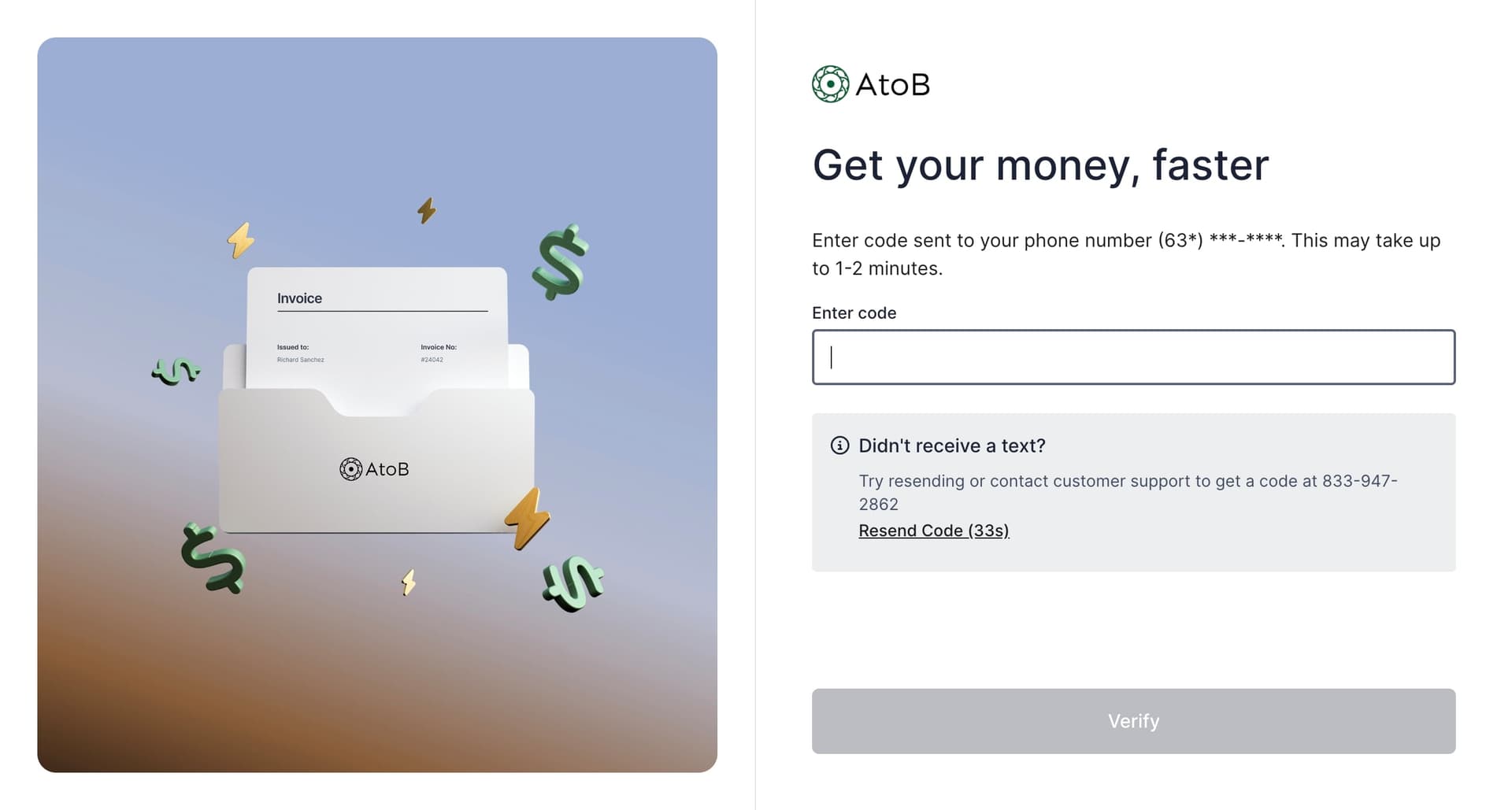 AtoB Wallet link sign-up