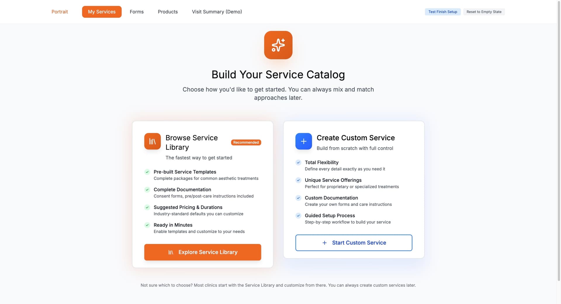 Services Catalog (importing from Primary Services Library)