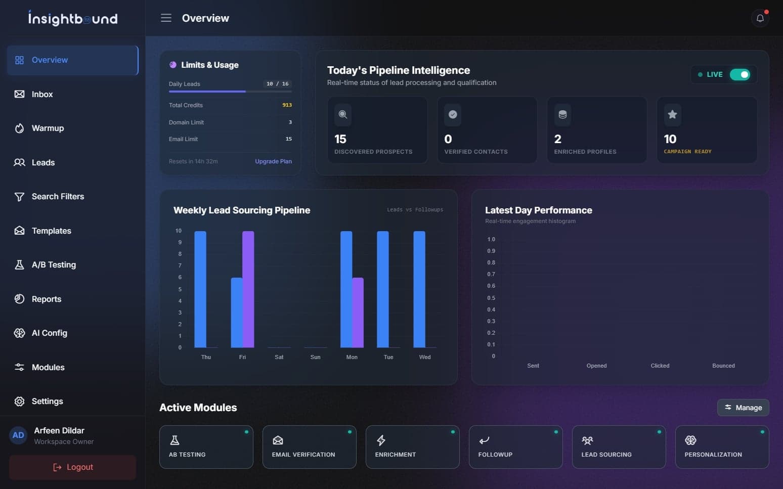 Enable live inbox monitoring and manage replies in real time.