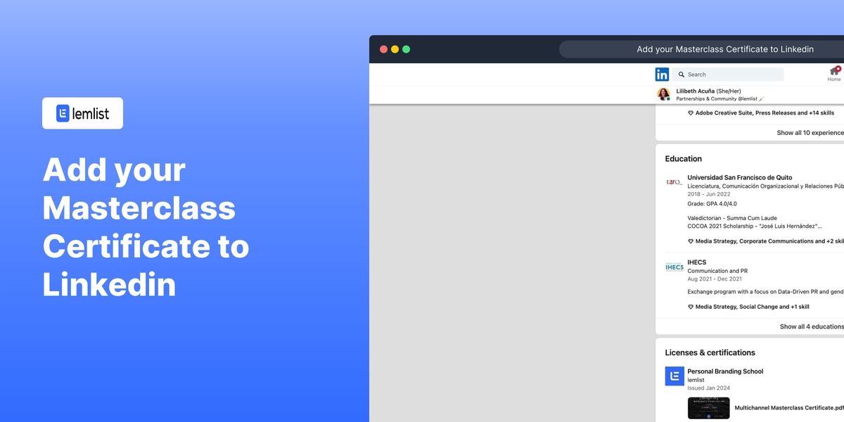 Add Your Masterclass Certificate To Linkedin
