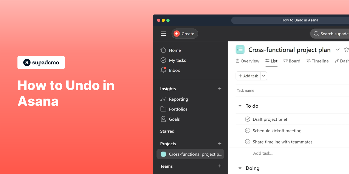 How to Undo in Asana
