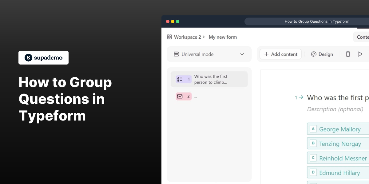 How to Group Questions in Typeform