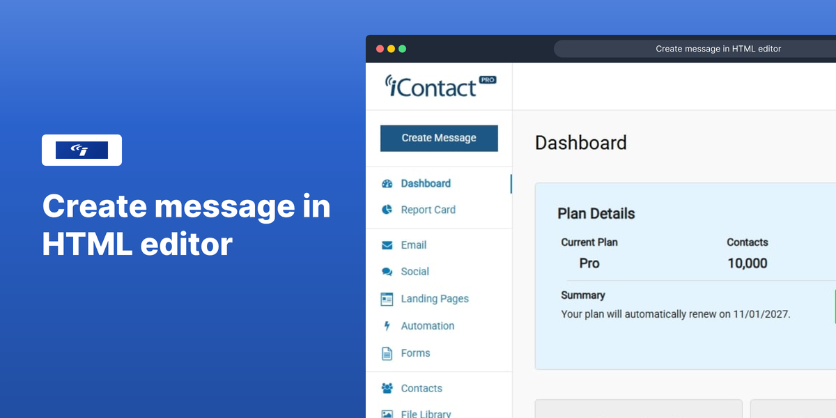 Create message in HTML editor